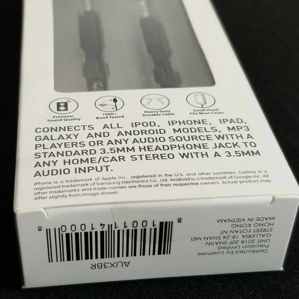 Audio Cable - Braided Cable - Heavy Duty - 3 FT - 3.5 MM -NEW